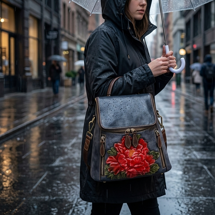 Floral Embossed Backpack